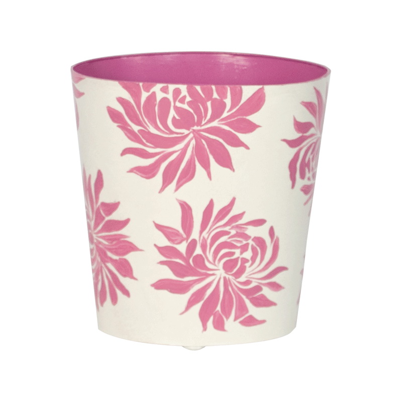 Worlds Away Oval Wastebasket Pink Floral