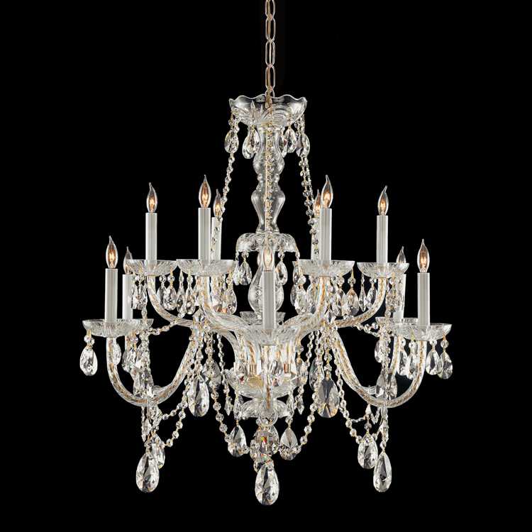 Crystorama Traditional Crystal 12 Light Elements Crystal Brass Chandelier III