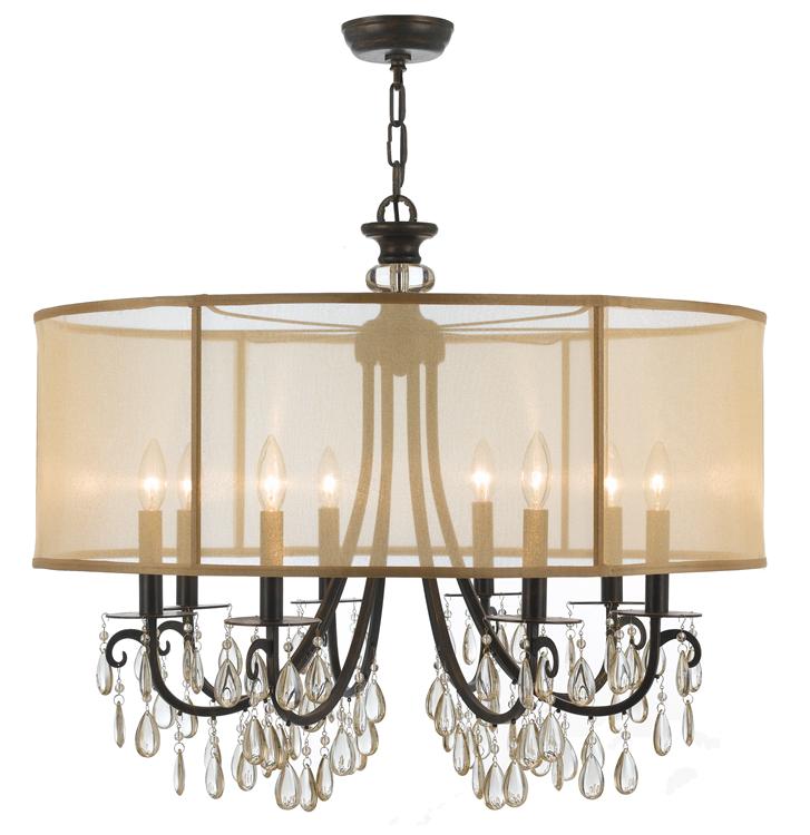 Crystorama Hampton 8 Light Drum Shade Bronze Chandelier