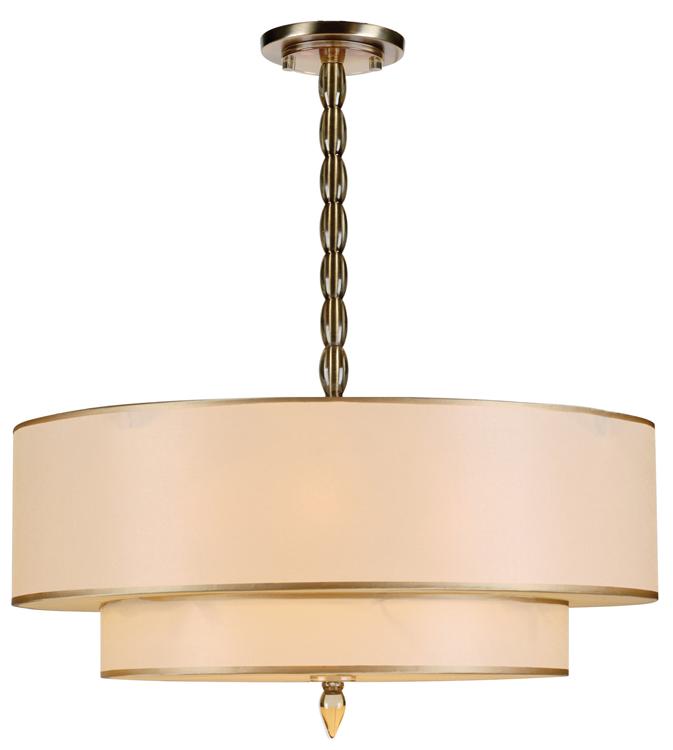 Crystorama Luxo 5 Light Drum Shade Brass Chandelier
