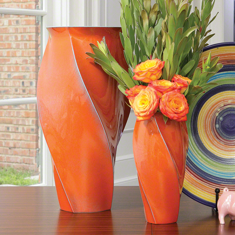 Global Views Twist Vase Orange Large