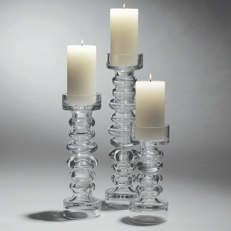 Global Views Glass Ribbed Candleholder Vase Large