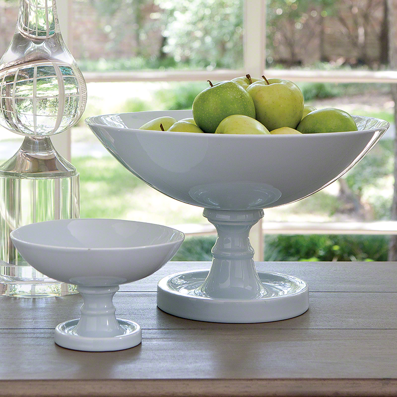 Global Views Pedestal Bowl Chalk Blue Large