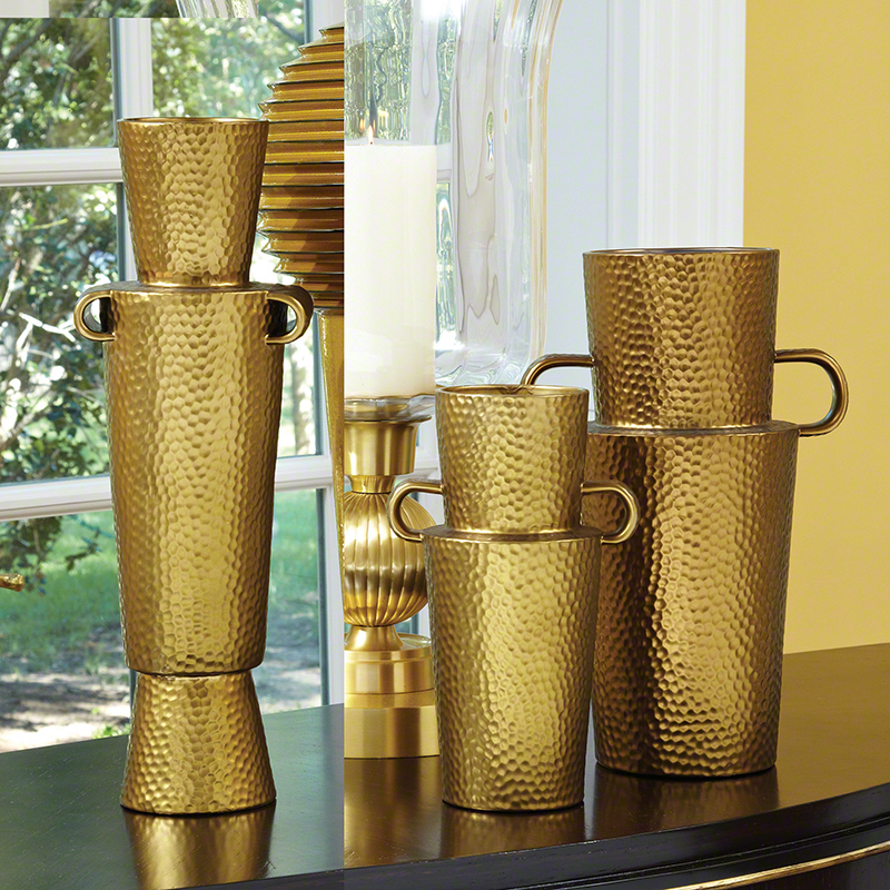 Global Views Matt Gold Oval Canister Vase Large