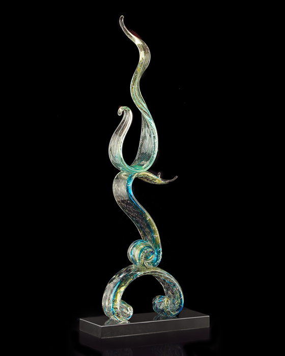 John Richard Aqua Ribbons Of Glass Sculpture JRA8891