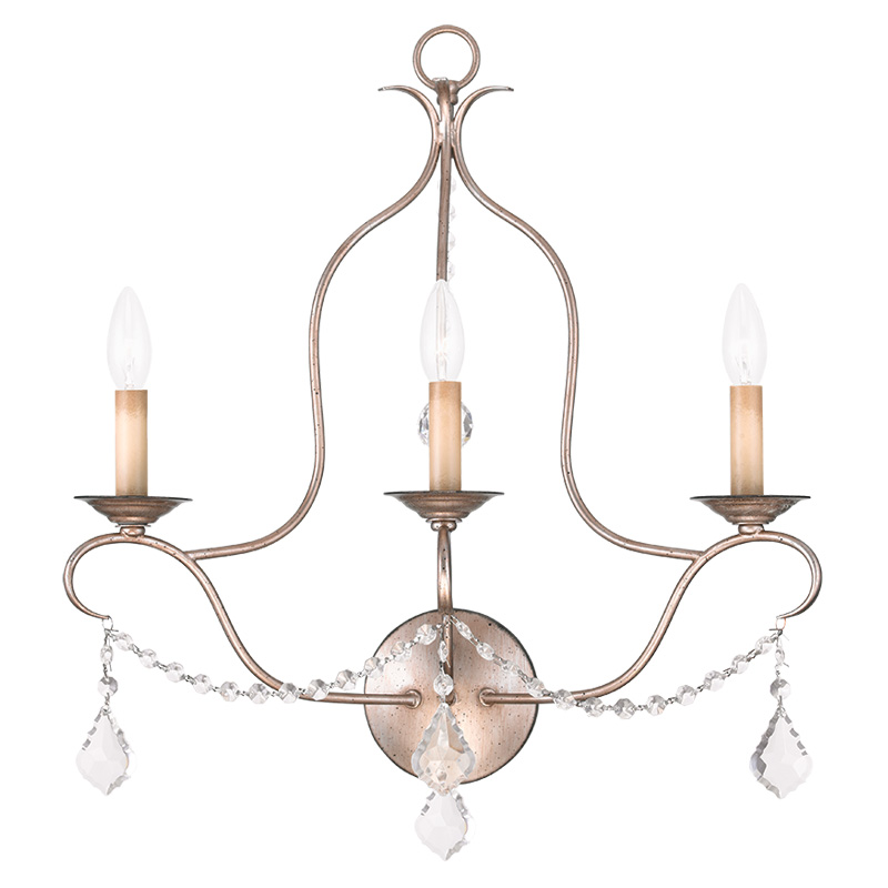 Livex Lighting Chesterfield Wall Sconce Hand Painted Antique Silver Leaf 6433-73