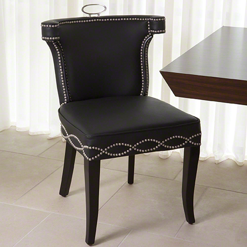 Global Views Casino Chair Black Leather w Nickel Tacks
