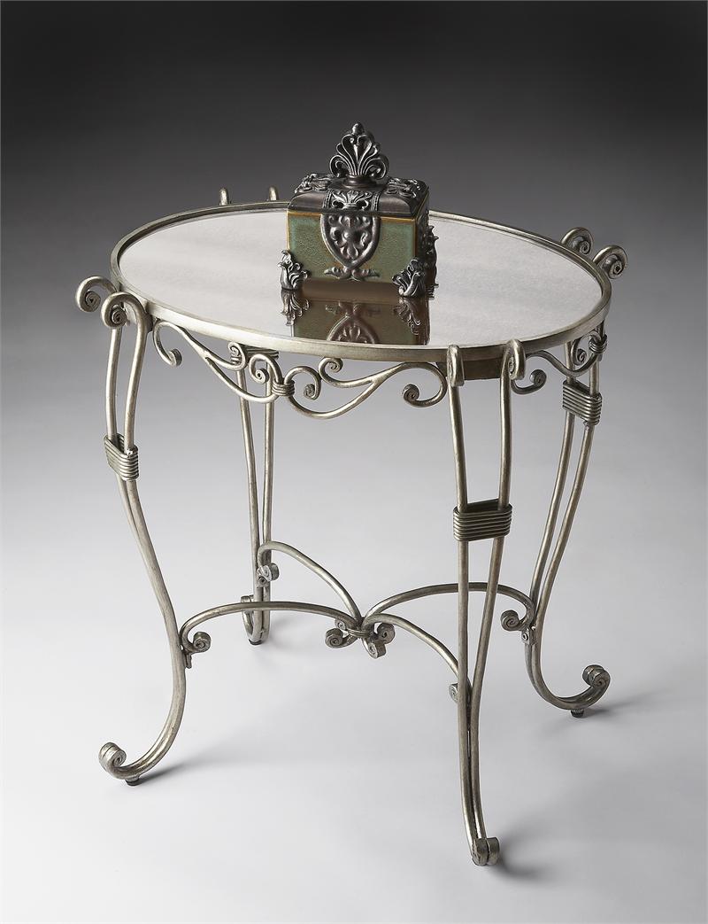 Antique Silver Oval Side Table