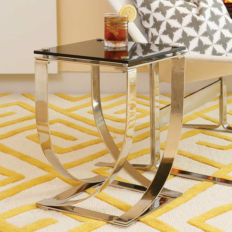 Global Views Swish Side Table Nickel