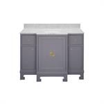 Worlds Away Alice Gray Lacquer Bath Vanity With Gold Leaf Hardware and White Carrara Marble Top